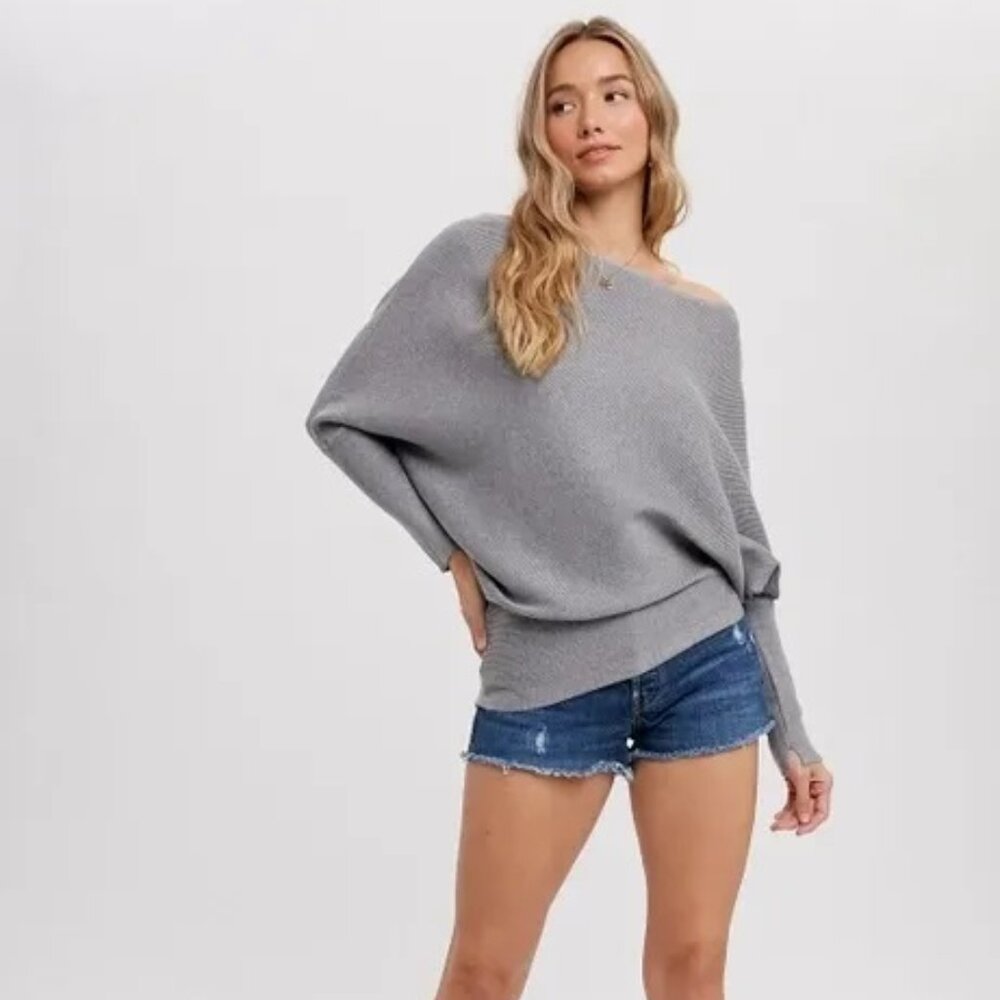 FINAL PIECES!!!! Asymmetrical Open Shoulder Dolman Pullover - Picture 2 of 11